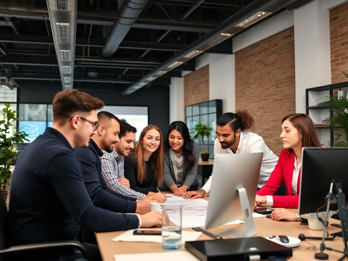 Echipa diversă lucrând împreună într-un mediu modern.