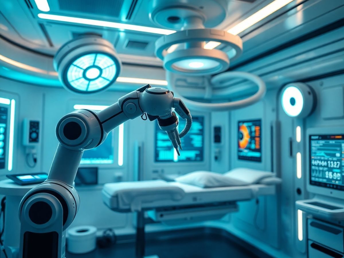 Robotic arm assisting a doctor.