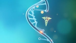 ADN și simboluri medicale pentru medicină personalizată.